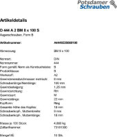 10 Edelstahl V2A Augenschrauben DIN 444 A2 BM8x100