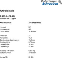 25 Edelstahl V4A Scheiben DIN 463 A4 10,5