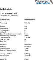 25 Rändelschrauben DIN 464 Stahl M8x16