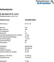 10 Rändelschrauben DIN 464 Stahl M10x30