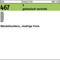 50 Rändelmuttern DIN 467 Kl. 5 verzinkt M10