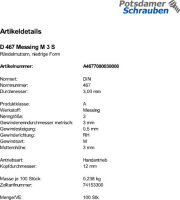 100 Rändelmuttern DIN 467 Messing M3
