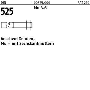 25 Anschweissenden + Mutter DIN 525 3.6 Stahl M20x210 /75