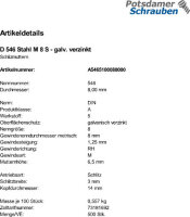 500 Schlitzmuttern DIN 546 Stahl M8 verzinkt