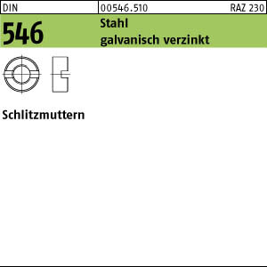 250 Schlitzmuttern DIN 546 Stahl M12 verzinkt