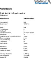 250 Schlitzmuttern DIN 546 Stahl M16 verzinkt