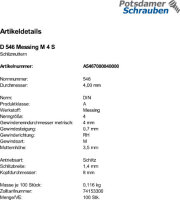 100 Schlitzmuttern DIN 546 Messing M4 Ms