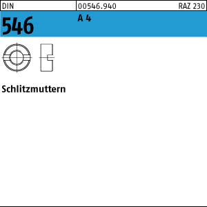 100 Schlitzmuttern DIN 546 A4 M6 V4A Edelstahl