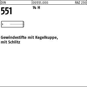 100 Schlitz Gewindestifte DIN 551 14H Stahl M8x25
