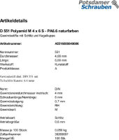 100 Schlitz Gewindestifte DIN 551 Polyamid M4x6