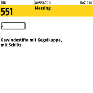 100 Schlitz Gewindestifte DIN 551 Messing M10x16