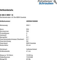 25 Sechskantmuttern DIN 555 5 WW 1 Stahl