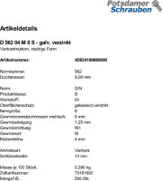 500 Vierkantmuttern DIN 562 04 M8 verzinkt Stahl
