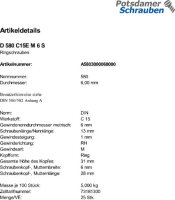 25 Ringschrauben DIN 580 C15E Stahl M6