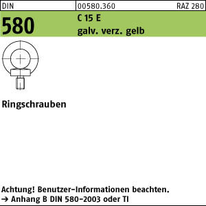 25 Ringschrauben DIN 580 C15E gelb verzinkt M8