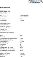 1 Edelstahl V4A Ringschrauben DIN 580 A4 M8