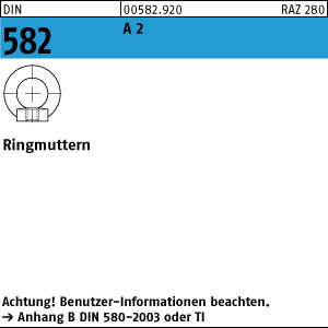 1 Edelstahl V2A Ringmuttern DIN 582 A2 M8