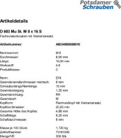 200 Schlossschrauben + Mutter DIN 603 M8x16