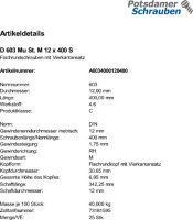 25 Schlossschrauben + Mutter DIN 603 M12x400