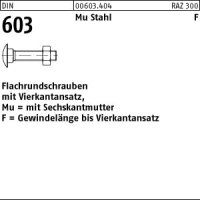 200 Schlossschrauben + Mutter DIN 603 Stahl M8x70 Gewinde...