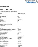 1 Edelstahl V4A Schlossschrauben DIN 603 A4 M12x80