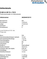 1 Edelstahl V4A Schlossschrauben DIN 603 A4 M12x110