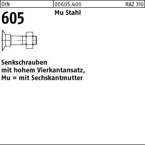 200 Senkschrauben + Mutter DIN 605 Stahl M8x55