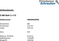 1000 Halbrundnieten DIN 660 Stahl 2x5