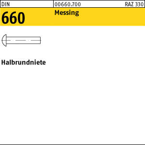 1000 Halbrundnieten DIN 660 Messing 2x8