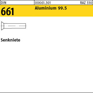 1000 Aluminium Senknieten DIN 661 Al 99.5 2,5x8