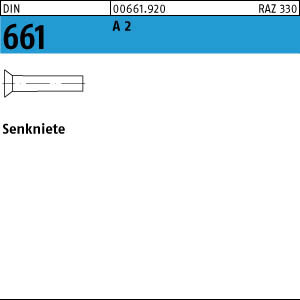 200 Edelstahl V2A Senknieten DIN 661 A2 3x20