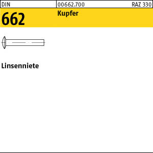 2000 Linsennieten DIN 662 Kupfer 2x4