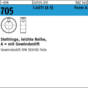 10 Edelstahl A5 Stellringe DIN 705 1.4571 A 20