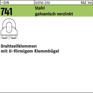 100 Drahtseilklemmen DIN 741 Stahl 8 mM/ M6 5/16 ähnl. DIN 741,