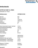 10 T - Nutenschrauben DIN 787 8.8 Stahl M12x100