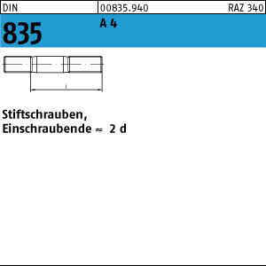 10 Stiftschrauben DIN 835 A4 M10x40 V4A Edelstahl