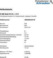 25 Verschlussschrauben DIN 906 Stahl M22x1,5