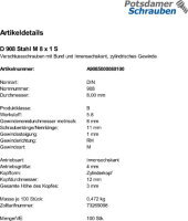 100 Verschlussschrauben DIN 908 Stahl M8x1