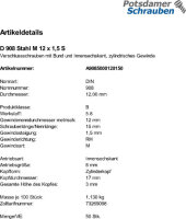 50 Verschlussschrauben DIN 908 Stahl M12x1,5