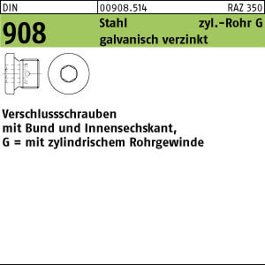 1 Verschlussschrauben DIN 908 Stahl G 1 1/2 A verzinkt