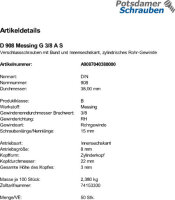 50 Verschlussschrauben DIN 908 Messing G 3/8 A Ms