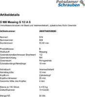 50 Verschlussschrauben DIN 908 Messing G 1/2 A Ms