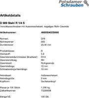 100 Verschlussschrauben DIN 909 Stahl R 1/4