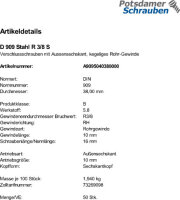 50 Verschlussschrauben DIN 909 Stahl R 3/8