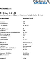 1 Verschlussschrauben DIN 910 Stahl M42x2