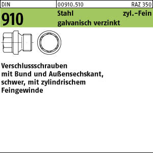 100 Verschlussschrauben DIN 910 Stahl M10x1 verzinkt