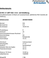 1 Verschlussschrauben DIN 910 -2 1.4571 EG 1 A mit Entlüftung A 5 Edelstahl