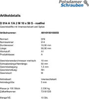 50 Edelstahl Inbus Gewindestifte DIN 914 A1 / A2 M10x50