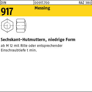 25 Hutmuttern DIN 917 Messing M16