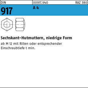 25 Edelstahl V4A Hutmuttern DIN 917 A4 M10